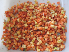 Carrot dices dados de zanahoria